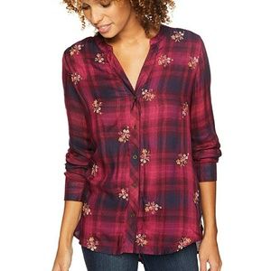 DemocracyWomen 3/4 Sleeve Embroidered Plaid Top